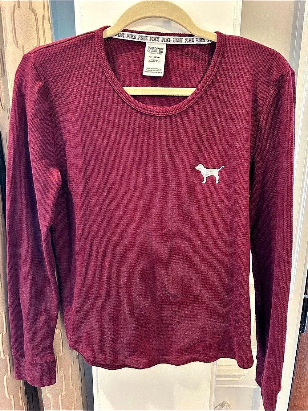 PINK Burgundy Long Sleeve Top Size Large
